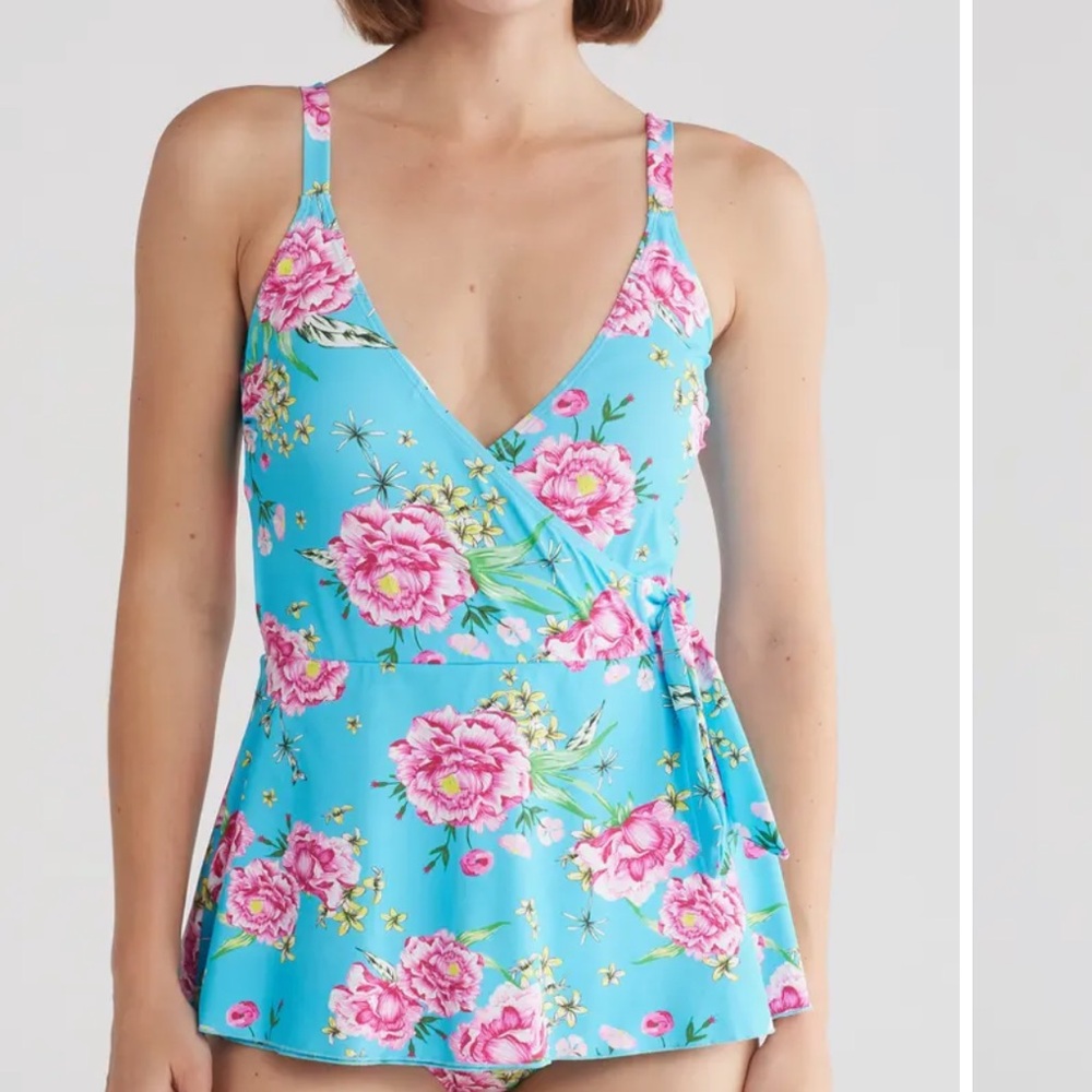 Betsey Johnson swim dress sky peony medium new
